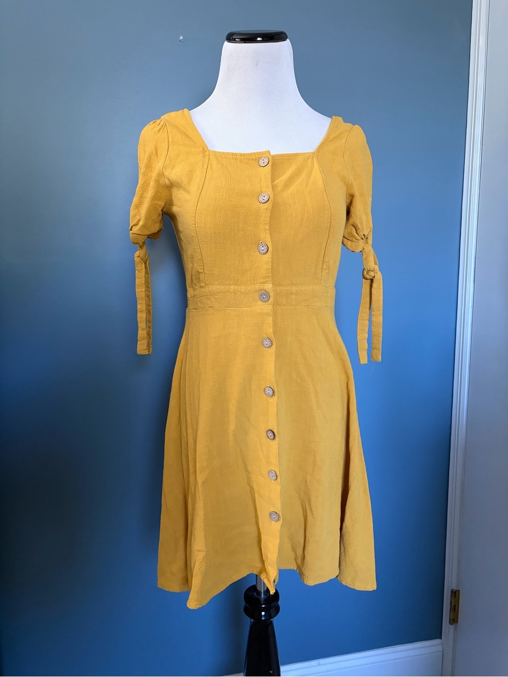 Women’s Square Neck Button Down Sunmer Dress